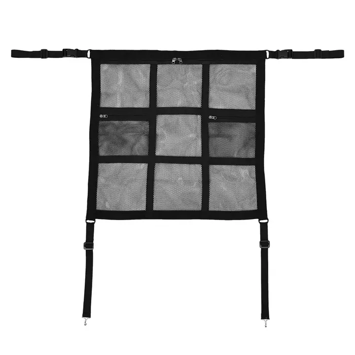 Barrière de voiture pour chien, double couche de mailles, sangle réglable en haut et en bas, protect