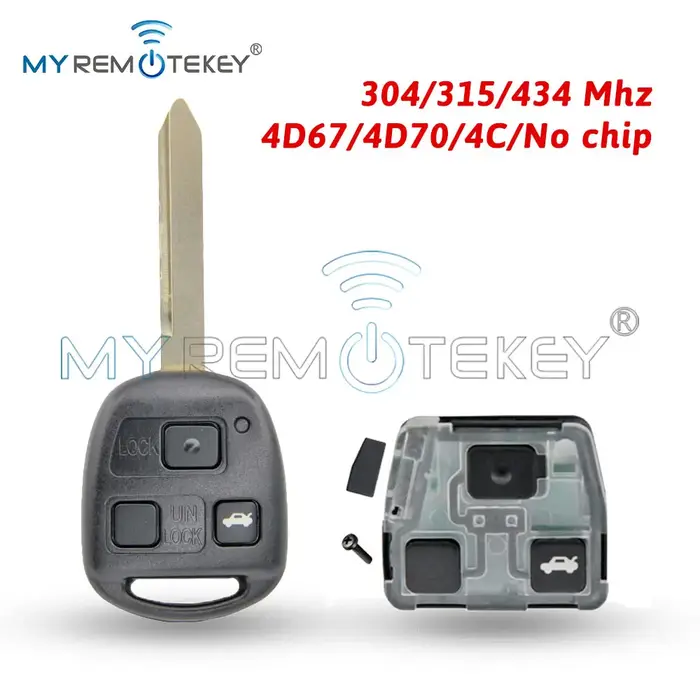 MYREMOTEKEY DENSO voiture télécommande porte-clés contrôle 736670-A TOY47 304/315/434 Mhz 3 boutons 
