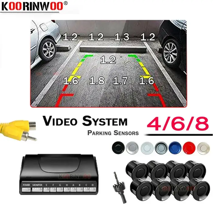 Koorinwoo capteurs de stationnement de voiture vidéo Visible 8/6/4 sondes rétro-éclairage avant avec
