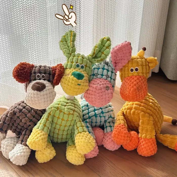 Jouet en peluche d'âne mignon pour chiens-jouet interactif à croquer grinçant avec son drôle, jouet de dentition en peluche douce pour chiot