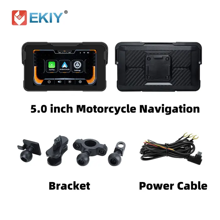 EKIY 5.0 pouces sans fil CarPlay Moto Android Auto Portable numérique Moto tableau de bord GPS Moto 