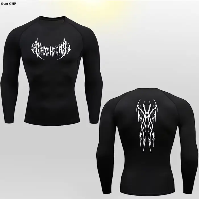 T-shirt de compression à manches longues pour homme, séchage rapide en Y, entraînement de gym, fitne