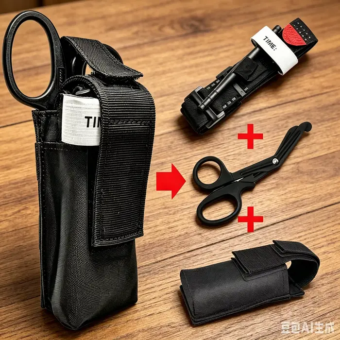 Trousse de premiers secours d'urgence CAT en nylon robuste pour camping et randonnée en plein air ciseaux médicaux et garrot inclus sécurité et survie