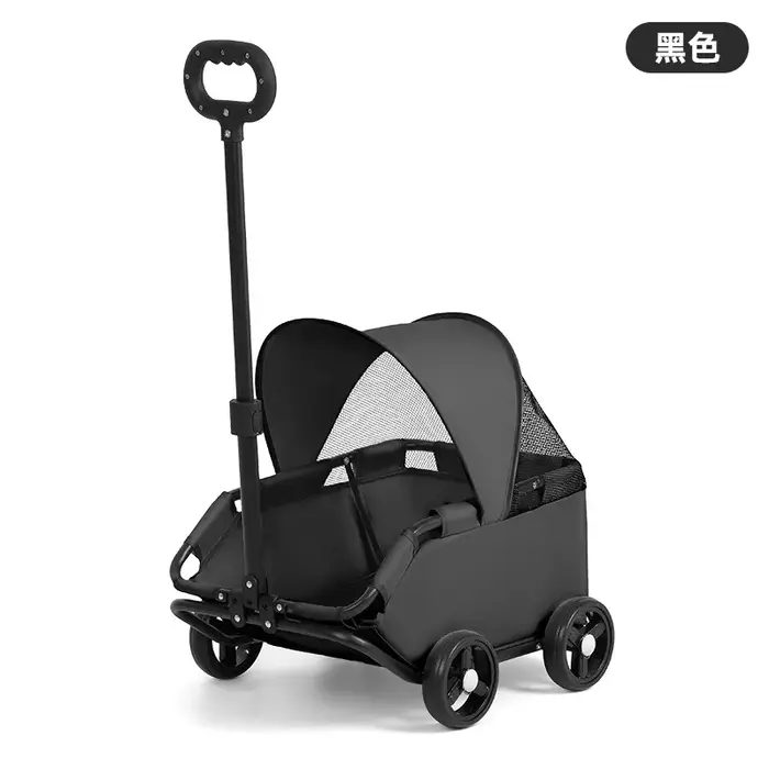 Poussette pliante pour chien à 4 roues légère 360 °   Chariot rotatif pour animaux de compagnie, pou